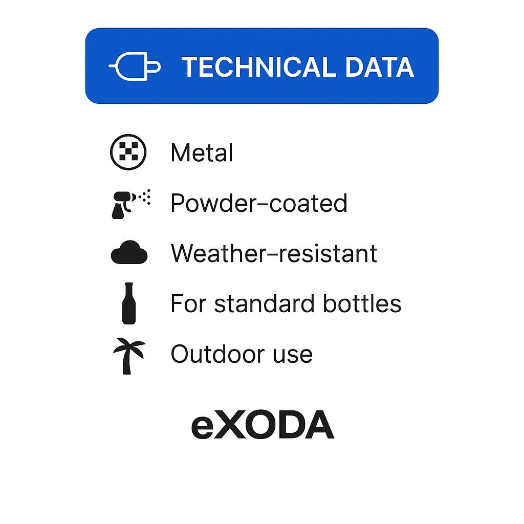 eXODA Flaschenhalter für Bier und Wein aus Metall für Balkon oder Pool - pulverbeschichtet und rostfrei passend für Standardflaschen ideal für Garten und Terrasse