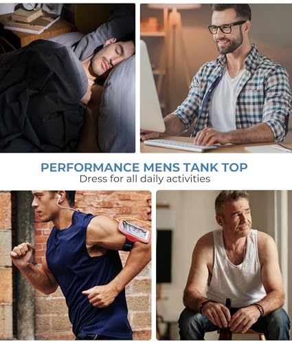 Image of BAMBOO COOL Men's Tank Top Undershirts Moisture Wicking Breathable, Fitted Ruglar Fit T Shirts for Men 3 Pack
