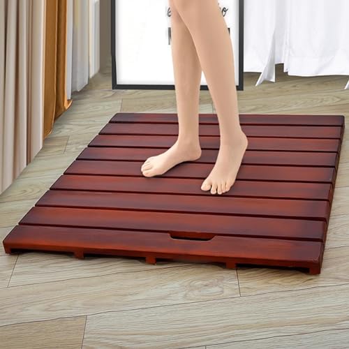 Genérico Alfombrilla de Ducha Plegable de Madera de Teca con Patas de Goma Antideslizantes, Alfombrilla de baño de bambú Antideslizante, Impermeable, diseño Rectangular de Listones para SPA y Cocina,