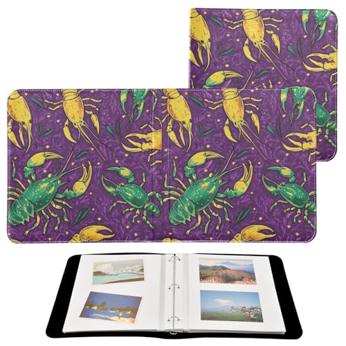 Álbum de Fotos Scrapbook DIY con Adhesivo 3 Anillos Tema Mardi Gras, Diseño de Camarón, 40 Páginas 8x10 para Recuerdos miniatura 2