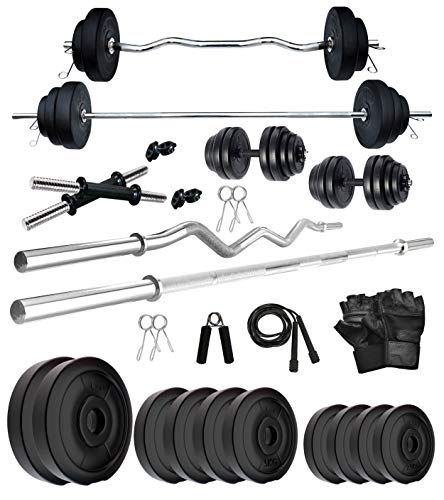 Kore PVC 50 Kg COMBO2-WB with One 5ft Plain + One 3ft Curl Rod and One Pair Dumbbell Rods with Gym Accessories Home Gym Set, Multicolor (B08WJJ7G7S) Amazon Price History, Amazon Price Tracker