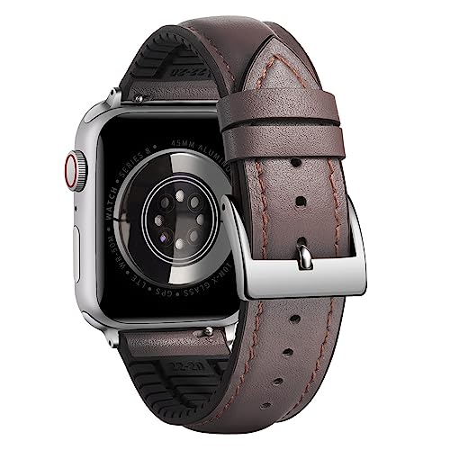 Image of BINLUN Leather Silicone Bands Compatible with Apple Watch 38mm 40mm 41mm 42mm 44mm 45mm 46mm 49mm Sweatproof Replacement Strap for iWatch 11 /10 /9 /8 /7 /6 /5 /4 /3 /2 /1 /Ultra /SE Men Women