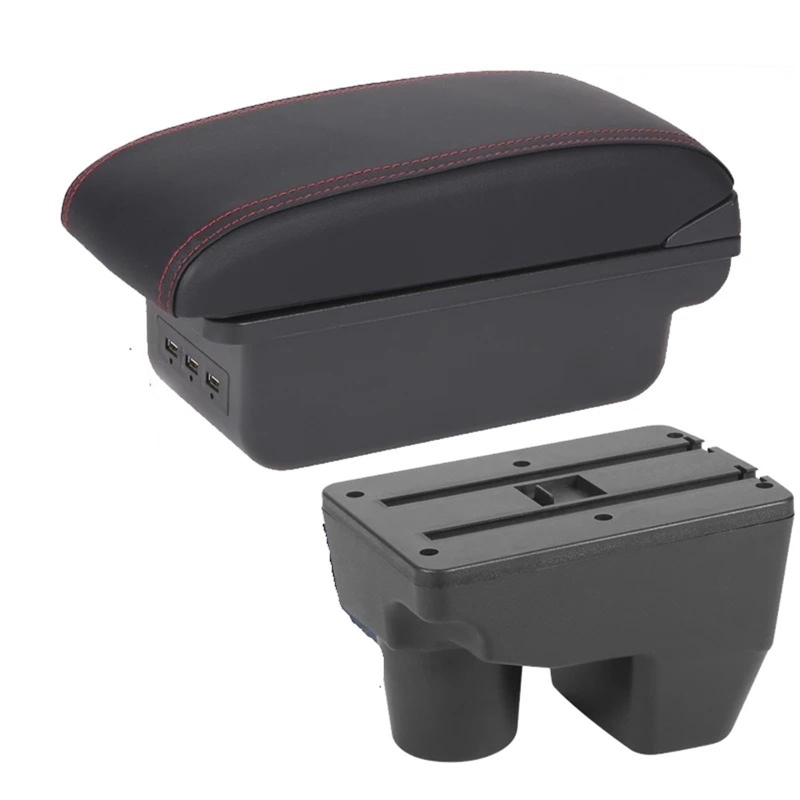 AWGNTQQ Car Armrests For Toyota For Yaris Elegant GR 20021-2025 Car Armrest Auto Storage Box Retrofit Parts Car Accessories(B1 Black red 3USB)