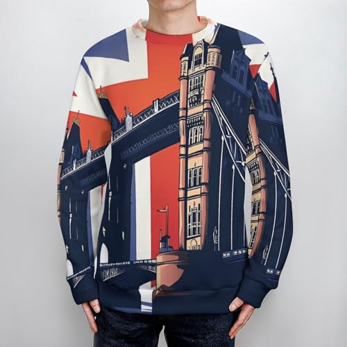 Tower Bridge UK Flag Men's Crew Neck Sweater Knit Pullover Women Casual Long Sleeve Crewneck Loose Fit Top4