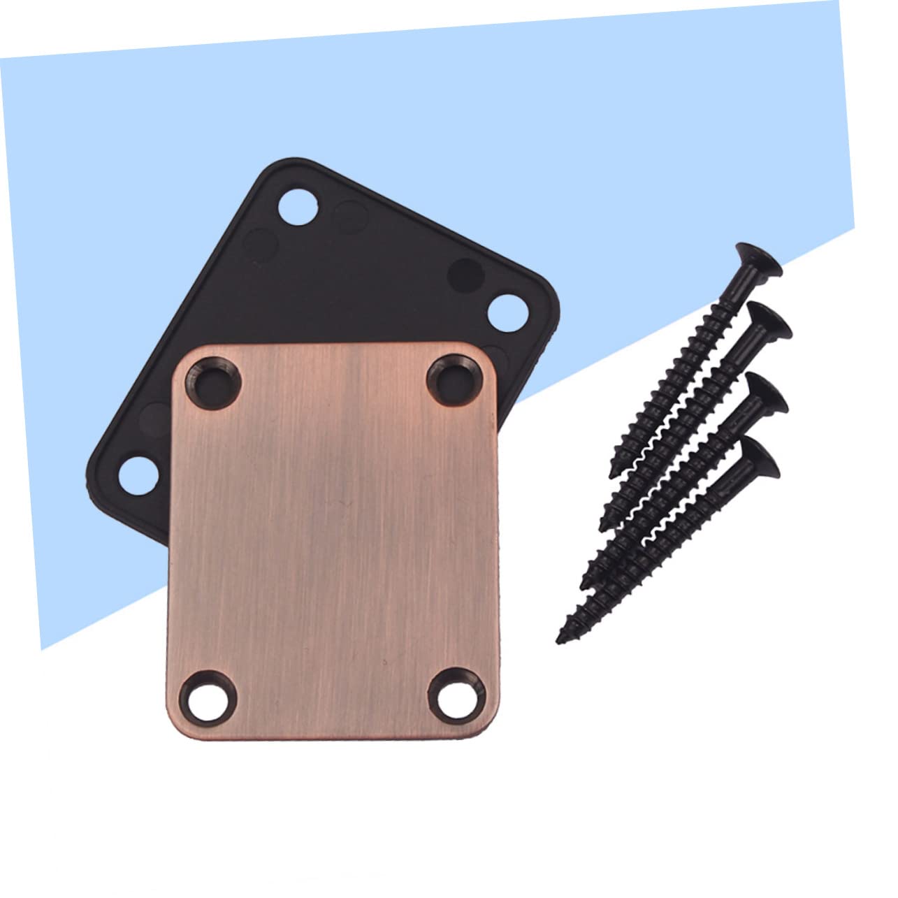 FAVOMOTO 3sets Bronze Guitar Screws Guitar Neck Plate Bass Neck Plate Easy Installation Kit 2pcs*3