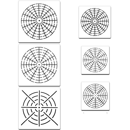 Juego de plantillas de mandala MLJ: 6 plantillas de pintura de lunares para madera, tela, aerógrafo y paredes, 8/12/16 segmentos.