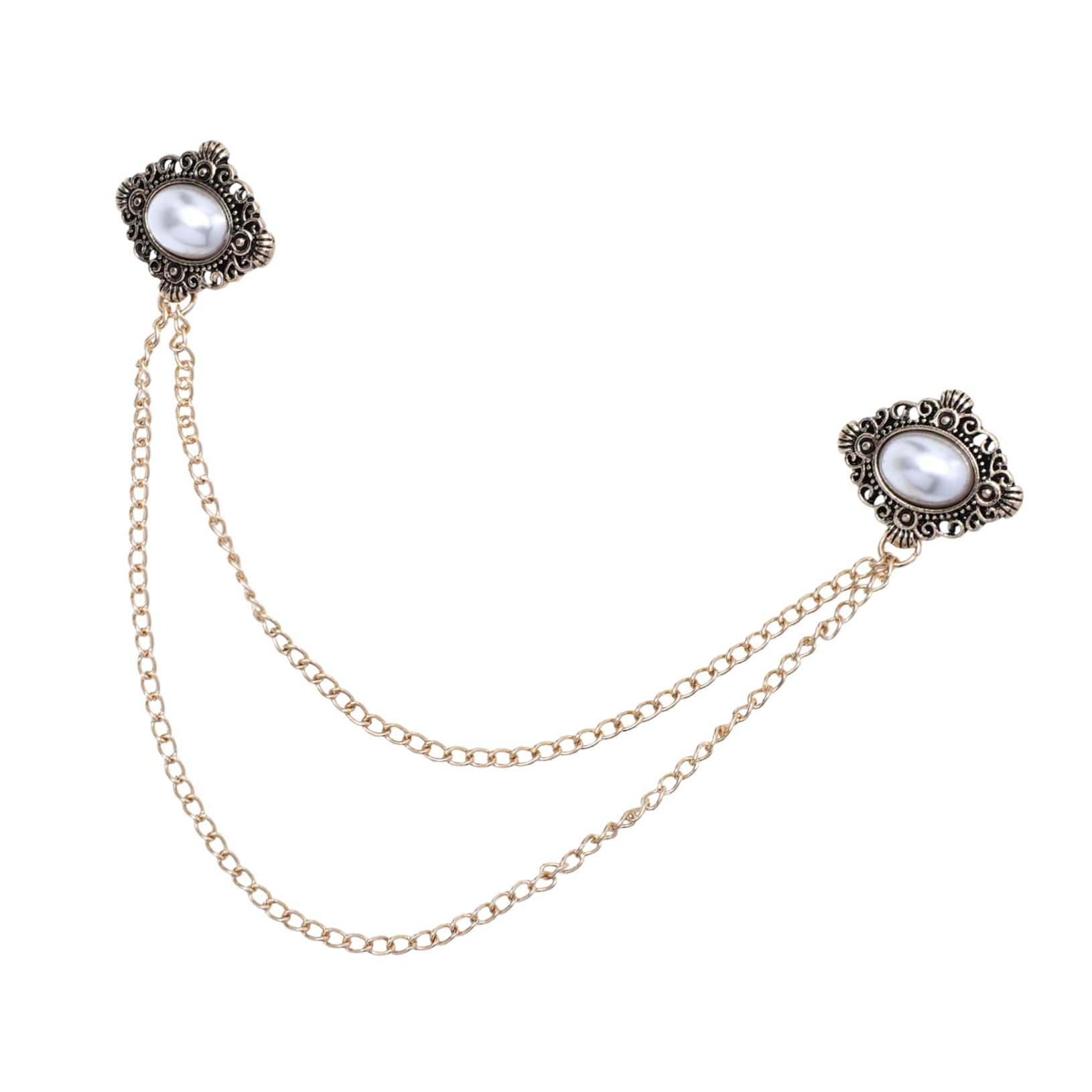 COSMEVIVI Men's Fashion Retro Brooch Suit Shirt Clip Pin Collar Chain Brooch Accessories