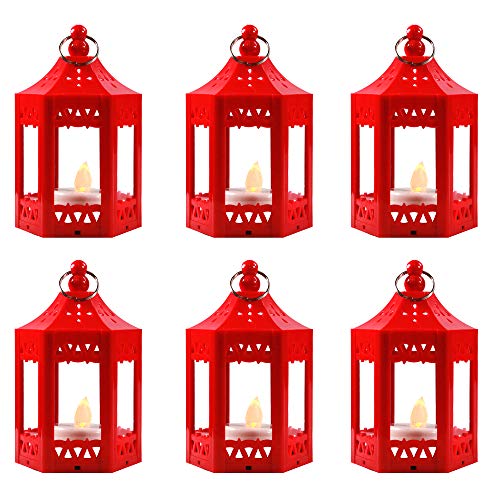 Vela Lanterns Mini Candle Lantern with Flickering LED Tea Light Candle, Batteries Included