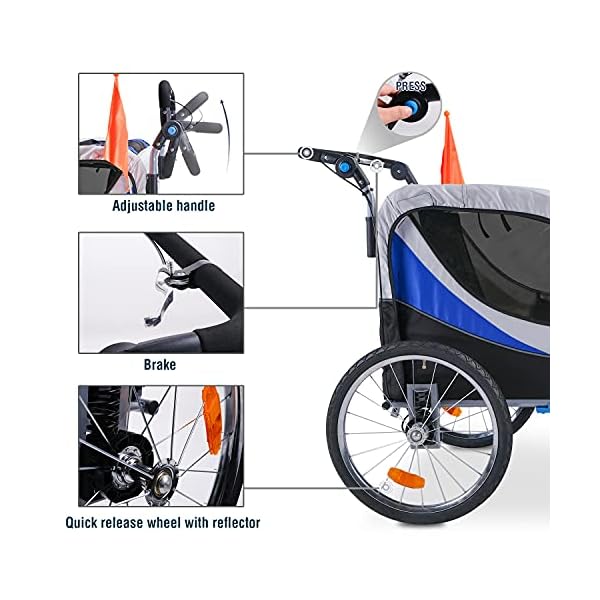 Drehbar Kinderanhänger 2 in 1 Fahrradanhänger für Kinder Jogger – Bild 5