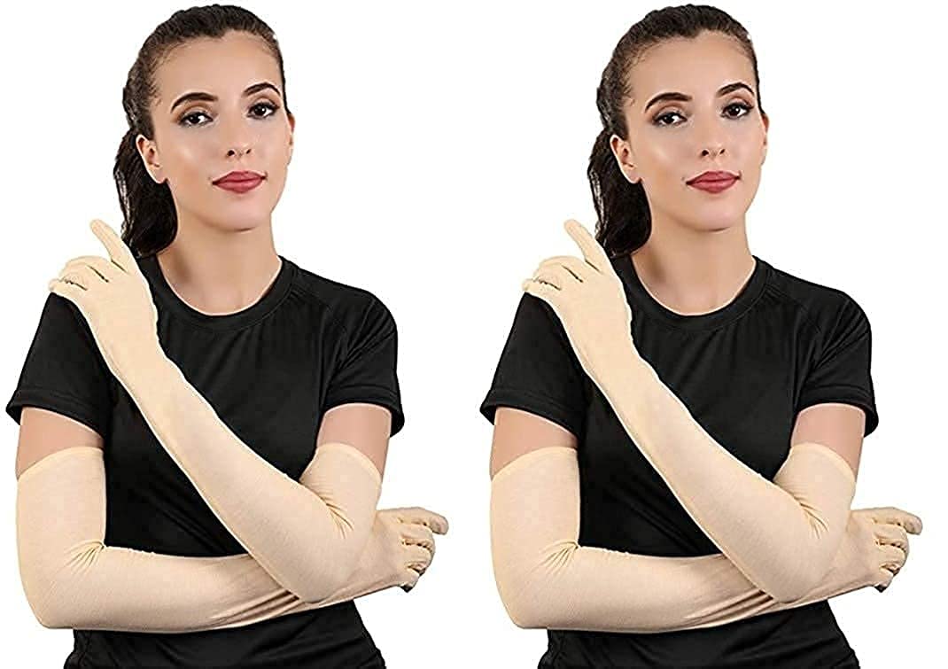 cotson ;lasting wear in every pair Cotson Women Cotton Driving Gloves for Scooty, Cycling Sun & UV Protection (Beige) -2 Pairs-picture-19