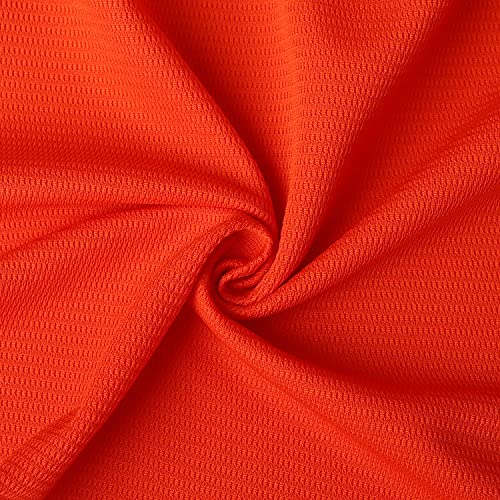 Camiseta de béisbol naranja lisa, de manga corta casual con botones miniatura 6