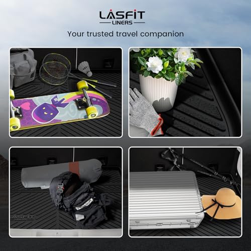 Image of LASFIT Cargo Mat for Jeep Cherokee 2014-2018 | All Weather, TPE, Custom Fit, Trunk Seat Back Mat, Rear Backrest Protectors, Cargo Liner, Black