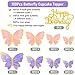 100Pcs Butterfly Cake Topper, Cupcake Topper, Cake Decorations, Cake Topper, Birthday Anniversary Decor, Party Decorations for Women Girls, Mixed Size (Pink Purple Gold)