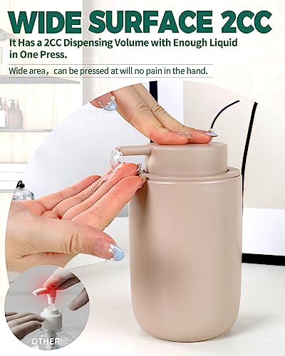 Image of BosilunLife Lotion Pump Dispenser - Matte Khaki Soap Dispenser Bathroom Ceramic Dish Liquid Soap Dispenser for Kitchen, Bathroom Countertop Soap Dispensers (Khaki, Liquid Pump)