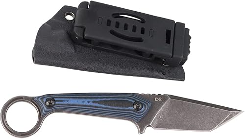 Miniatura 5 de MASALONG kni211 - Cuchillo recto táctico de hoja fija para acampar al aire libre, mango cómodo de acero D2 (negro)