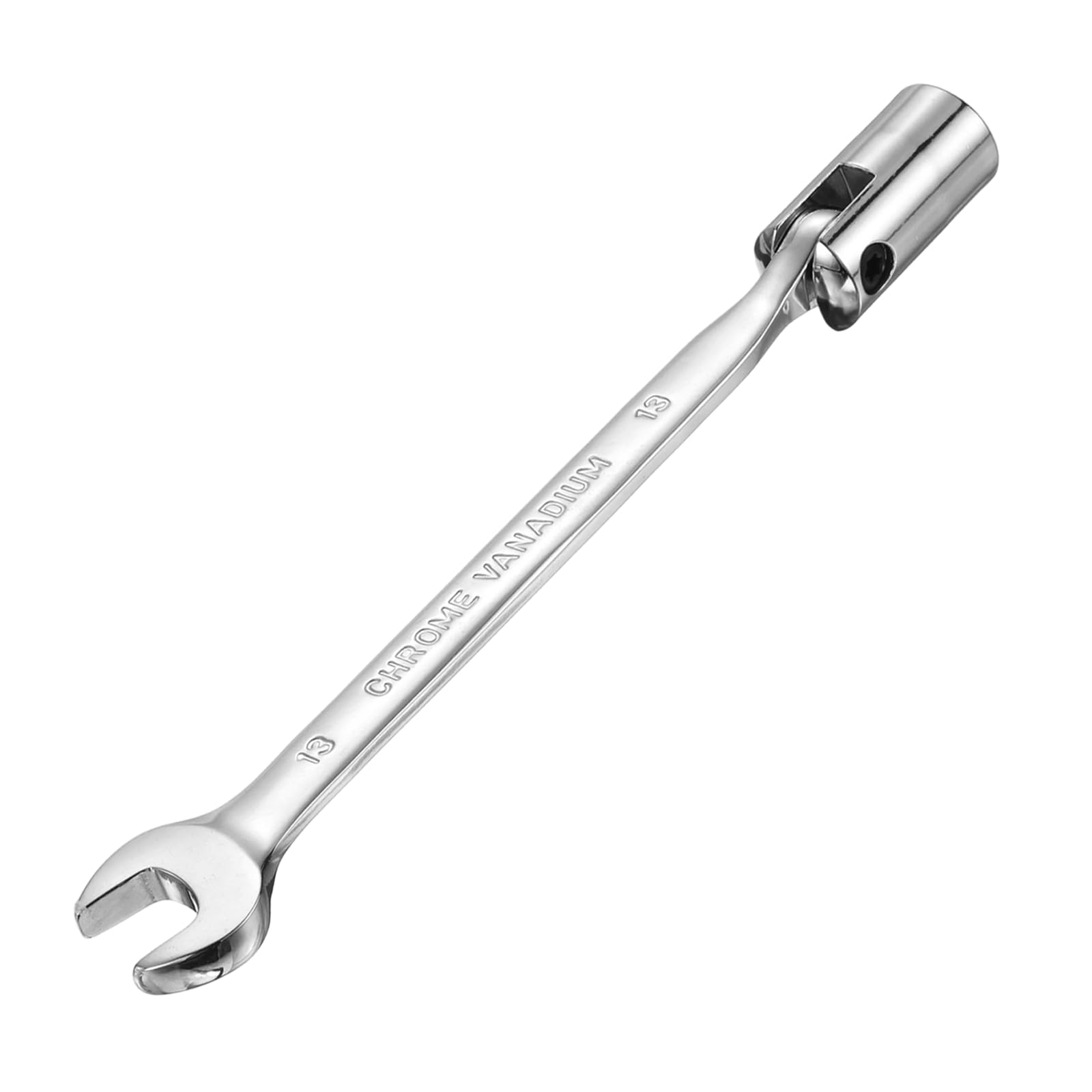 sourcing map 13mm Swivel Head Socket Combination Spanner Wrench CR-V Steel Rotary Torx Socket Head Open End Wrenches Spanner Mirror Polishing for Auto Car Repairing