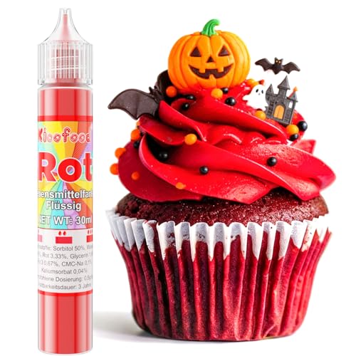 Colorante Alimentario - 30ml Colorante Alimenticio Líquido, Concentrado Food Dye para Slime Making, Fondant, Icing, Macaron, Reposteria (Rojo)