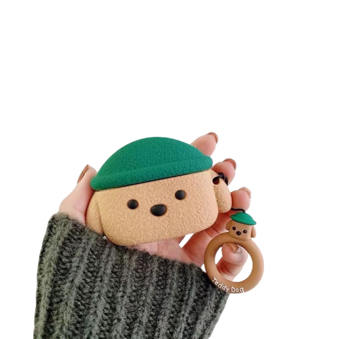 Case Compatible with AirPods Pro, Cute Creative Pet Hat Teddy Dog Earphone Case, Puppy Style Soft Silicone Earphone Protection Skin for AirPods Pro +