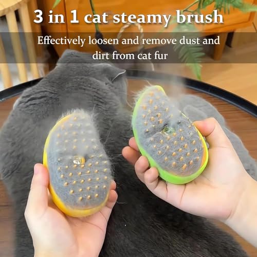 Image of Steamy Brush for Cat, Multifunctional Cat Steamer Brush (Green)