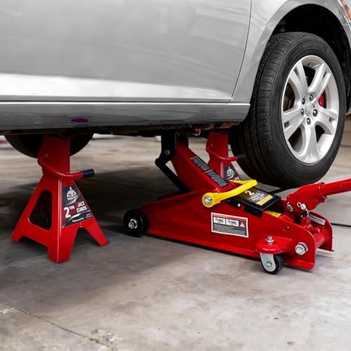 Jack Boss 2T Hydraulic Floor Jack Combo with Two Jack Stands, 4000 lbs Capacity Trolley Service Jack Combo Red by Jack Boss - Used condition - Image 5