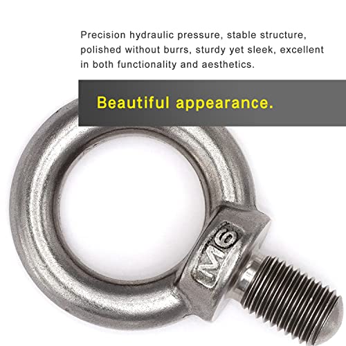 Image of 10Pcs 304 Stainless Steel M6 Male Thread Machinery Shoulder Lifting Ring Eye Bolt