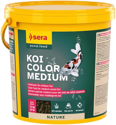 Sera koi Color Medium 3,8 L (1,3 kg) | alimento Natural Que Potencia los Colores, para Kois de Colores vistosos de Entre 12 y 25 cm | granulado Flotante