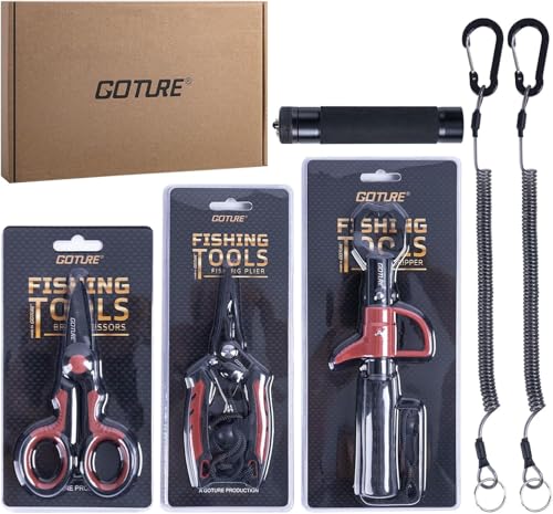 Goture Pro Angelset und Werkzeugset – Angelzange aus 3CR13-Stahl, Filetiermesser, Schärfer, Schere, Fischlippengreifer, Hakenlöser, Lanyards, Waage, Knotenzieher, Geschenke für Angler Goture Pro Angelset und Werkzeugset – Angelzange aus 3CR13-Stahl, Filetiermesser, Schärfer, Schere, Fischlippengreifer, Hakenlöser, Lanyards, Waage, Knotenzieher, Geschenke für Angler