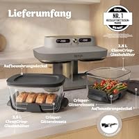 Ninja CRISPi DualZone Glas Air Fryer, Heißluftfritteuse mit 2 Körben, 8 Funktionen, zwei Gerichte gleichzeitig zubereiten, PFAS-freie Glasbehälter, Stein Gold DD103EUSD1 – Ansicht 9