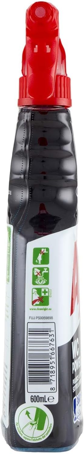 10 x Ajax WC Power Spray 600 ml – Potente limpiador de inodoro contra cal, suciedad y piedra de orina, limpiador de inodoro con aroma fresco, llavero Italy Shop Service gratuito
