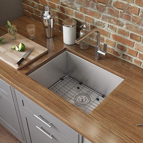 Image of Ruvati 23-inch Undermount 16 Gauge Zero Radius Bar Prep Kitchen Sink Stainless Steel Single Bowl - RVH7100