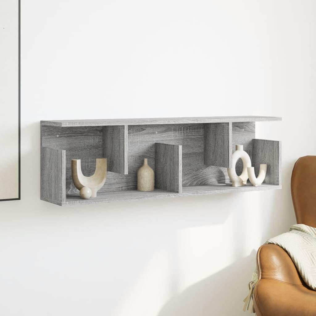 Szafka ścienna, wiszący regał ścienny, regał do przechowywania do biura, sypialni, 100 x 20 x 30 cm, szary, Sonoma materiał drewnopochodny