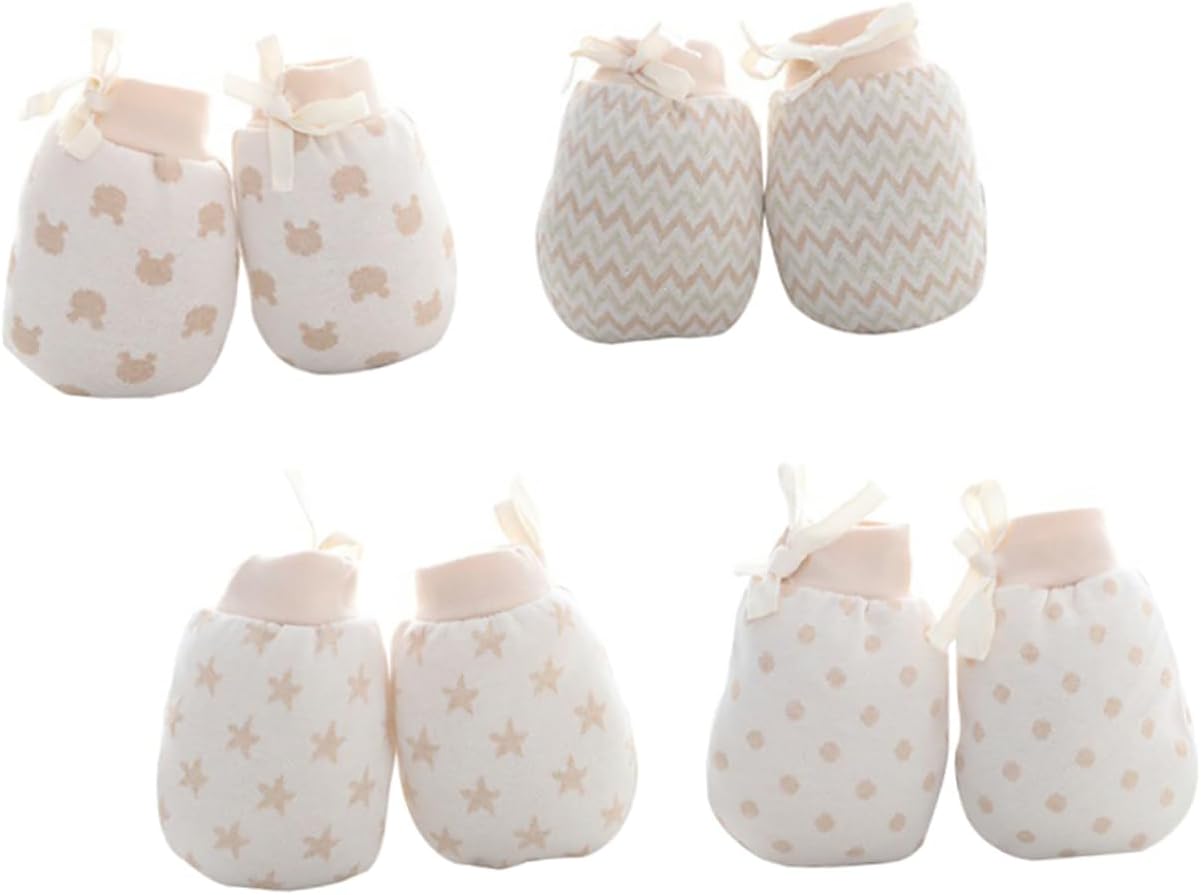 Didiseaon 4pairs -scratch Mittens Soft Newborn Gloves for Boys and Girls Cozy Boy Girl Mittens to Prevent Self-scratching for Months