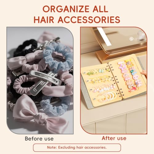 Image of HASTHIP Hair Accessories Organizer Book for Girls Portable Travel Felt Hair Clips Holder Organizers Large Capacity Foldable Headbands