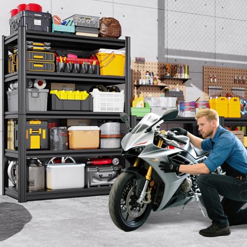 Image of 4-Pack Heavy Duty Garage Shelving for Large Storage & Garage Organization, 71 inchH x 46 inchW x 20 inchD Adjustable 5-Tier All Metal Storage Shelf for Tools, Storage Bins, Bulk Items, Warehouse & Workshop