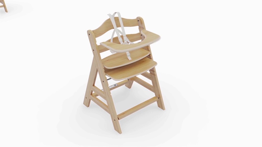 Watch Hauck Alpha Wooden Height Adjustable Highchair with 5 Point Harness