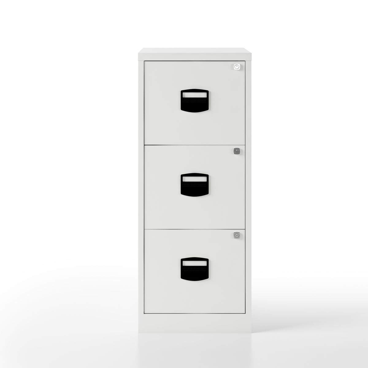 Bisley Home Hängeregistraturschrank PFA, 3 HR-Schubladen, Metall, 696 Verkehrsweiß, 40 x 41.3 x 101.5 cm