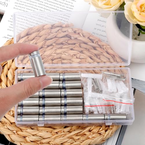 DesertBoy 20 Stück Abstandshalter Edelstahl,Edelstahl Wandabstandshalter,Schilderhalter Werbeschraube,Wandabstandshalter,Schilderhalter Abstandshalter Wand für Acryl Poster Bilderrahmen(12x25mm)