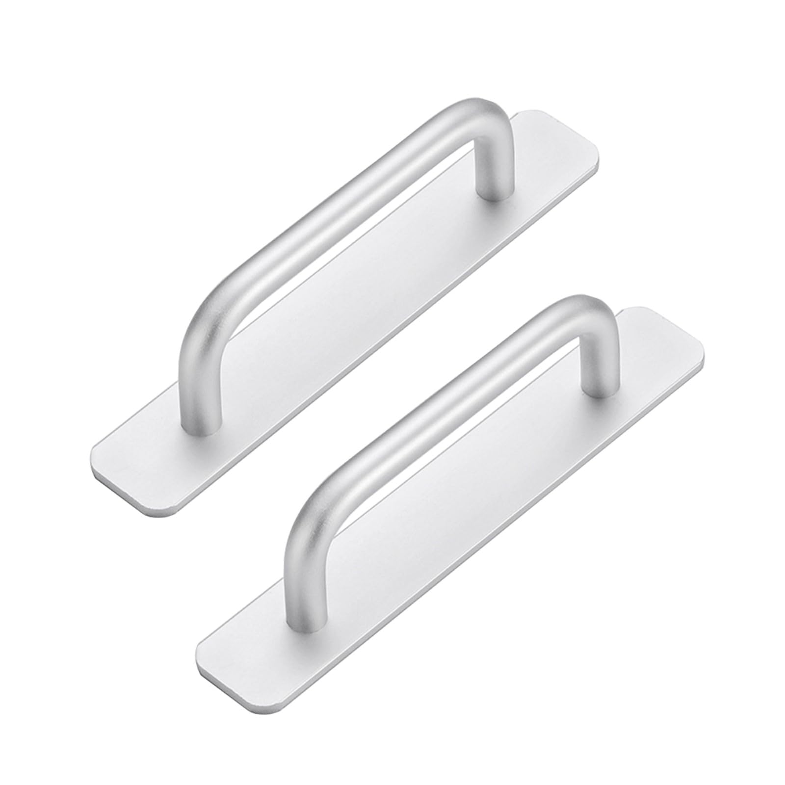 2 maniglie autoadesive per mobili, in alluminio, senza foratura, per armadio, cucina, porta scorrevole, porta del balcone, 148 mm, argento