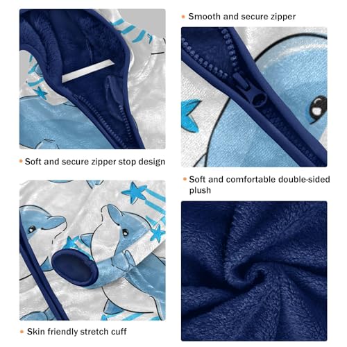 Image of Aflyko Boys Fleece Coat Blue Zip-Up Hoodie Girls Outerwear Kids Hooded Jacket 3-10T
