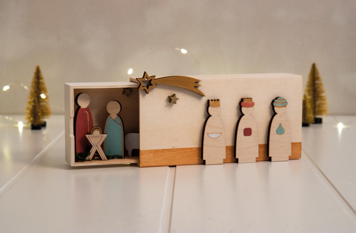 Rayher Santons en bois p. crèche de noël 3D 1-7,5cm, 6mm 12pc nature, 64538505