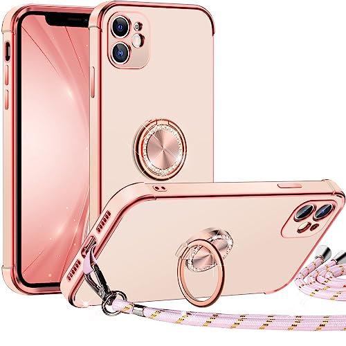Miss Arts Cover Per IPhone 16 Pro | Con Anello Portadito, Cordino Regolabile, TPU Morbido Rosa