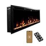 Aerus Slim 42 Inch Smart Linear Electric Fireplace | Recessed in-Wall or Wall-Mount | LED Multiple Flame Colors | Alexa/WiFi Enabled | 4.25” Profile | Remote Included