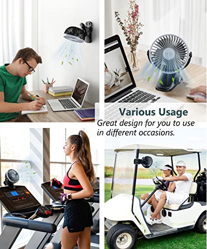 Tyzu 5 Inch Clip On Fan, 3-Speed Desk Fan, 2500Mah Battery Operated Portable Stroller Fan With Strong Clamp, Small Dorm Fan With Strong Airflow, 360°Rotate, Quiet Usb Fan For Bed Office Treadmill #TOP6
