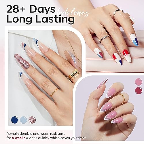 Image of modelones 40 Pcs Gel Nail Polish Set, 36 Colors Fall Winter Nude Brown Burgundy Red Blue White Black Glitter Gel Polish Kit with Base Coat& Matte Glitter Glossy Top Coat Salon DIY LED Manicure Gift
