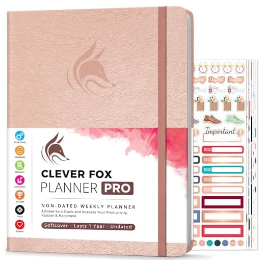 Clever Fox Planner PRO – Weekly & Monthly Life Planner to Increase Productivity, Time Management and Hit Your Goals – Organizer, Gratitude Journal – Undated, 1 Year – Softcover, 8.5x11″ (Rose Gold)