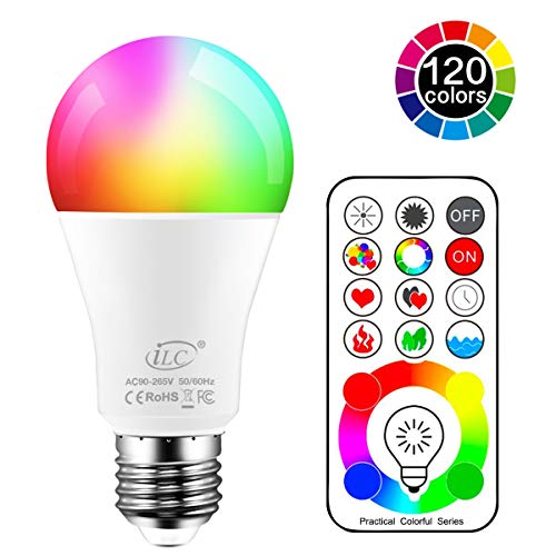 iLCBombilla Colores LED 120 Colores E27 10 Watt RGB Regulable Cambio de Color Edison Control remoto