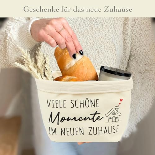 MEJOSER Einzugsgeschenke Wohnung Haus Brötchenkorb Einweihungsgeschenk Brot und Salz Geschenk zum Einzug Umzug Brottasche Brotkorb aus Stoff