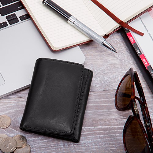 Tony Perotti Men's Italian Leather Trifold RFID Wallet With ID Window, Card Holders, Currency Gusset, Receipt Pockets - Eco-Friendly Vegetable-Tanned Full Grain Leather2