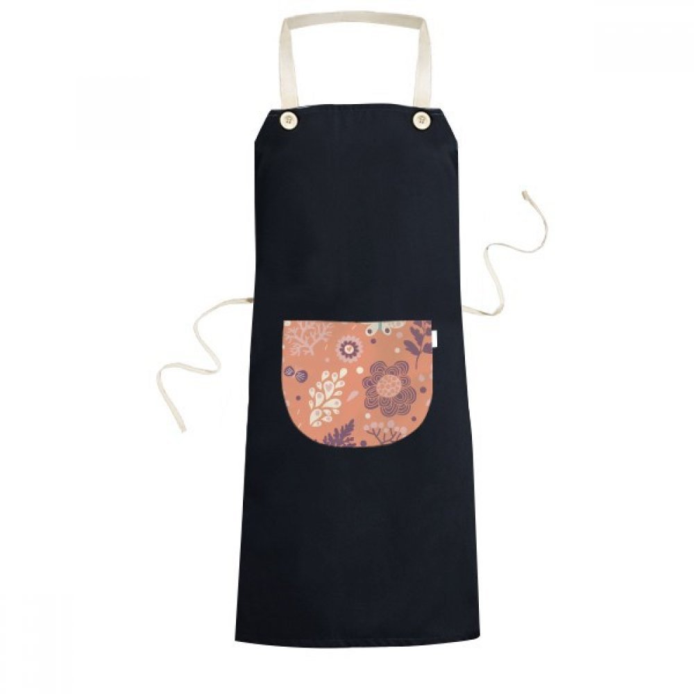 Tablier de cuisine imprimé pensi fleurs bavoir réglable 70x67cm noir pour homme femme