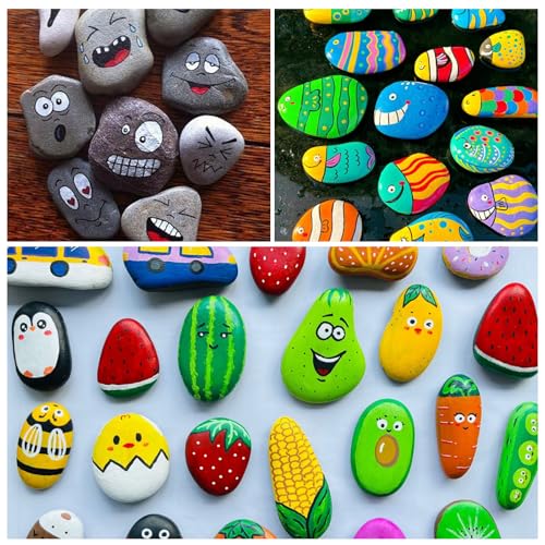 POPAPIE 50 Stück Kieselsteine zum Bemalen,Steine Bemalen,1-3cm Flache Steine,Kies Dekosteine Naturstein,Steine zum Bemalen Flach für Bunte Malerei & Dekoration